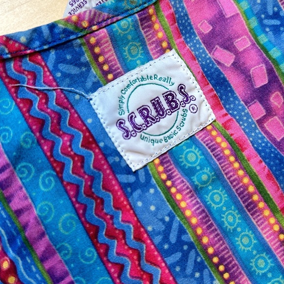 S.C.R.U.B.S. Blue & Purple Patterned Scrub Top - Picture 4 of 5